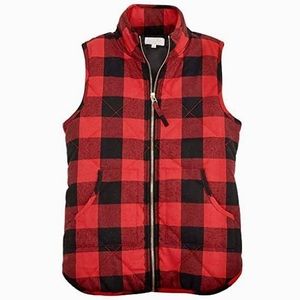 Mud Pie Red Buffalo Plaid Vest